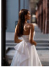 Strapless White Organza Slit Simple Wedding Dress Strapless White Organza Slit Simple Wedding Dress